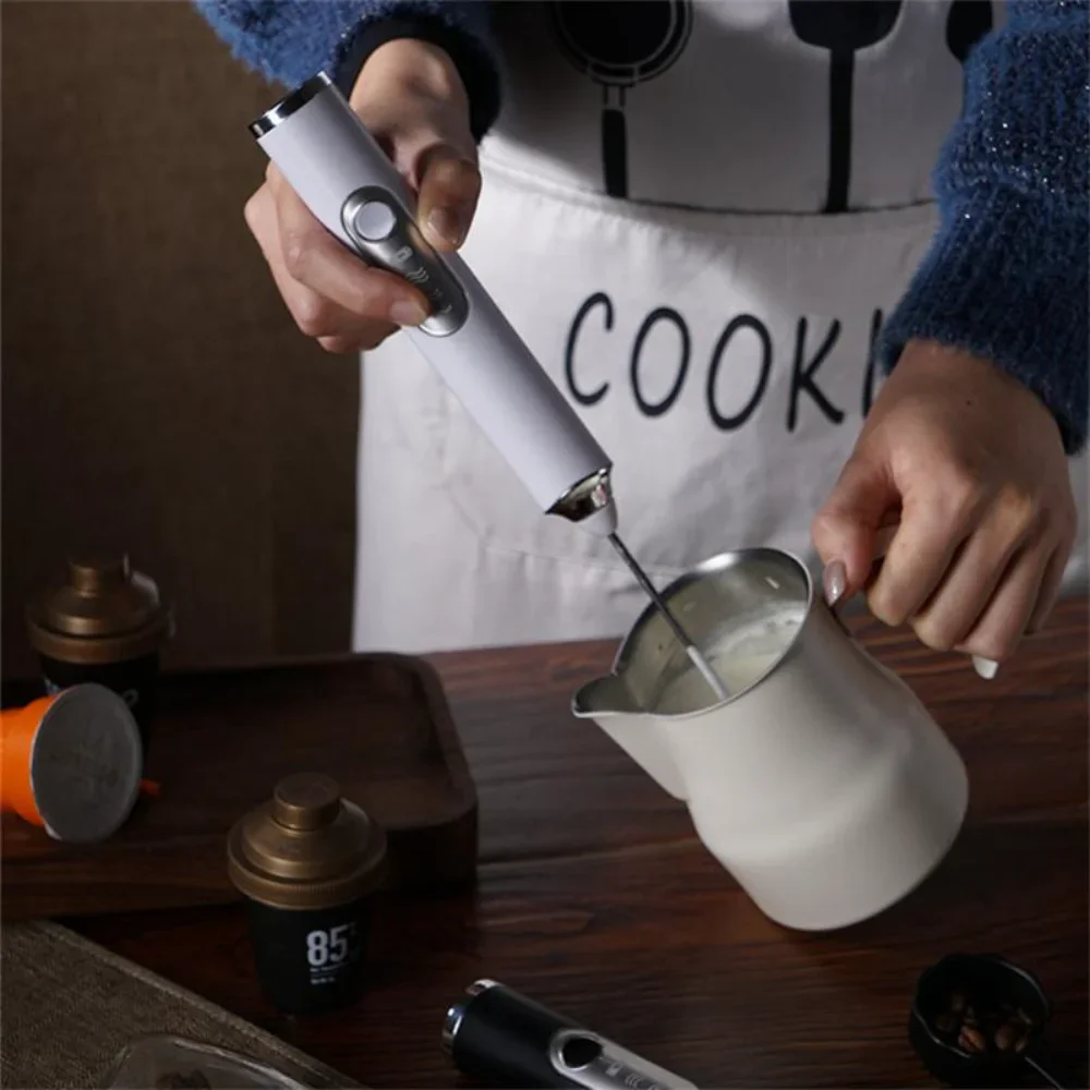 Electric Milk Frother Portable USB Egg Beater Hand Held Coffee Whisk Foam Mixer Rechargeable Kitchen Household Milk Foamer