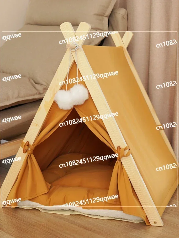 Pet Tent, Universal Warmth in All Seasons, Pet's Nest, Solid Wood Cat's Nest, Dog Bed, Removable and Washable Within 10kg