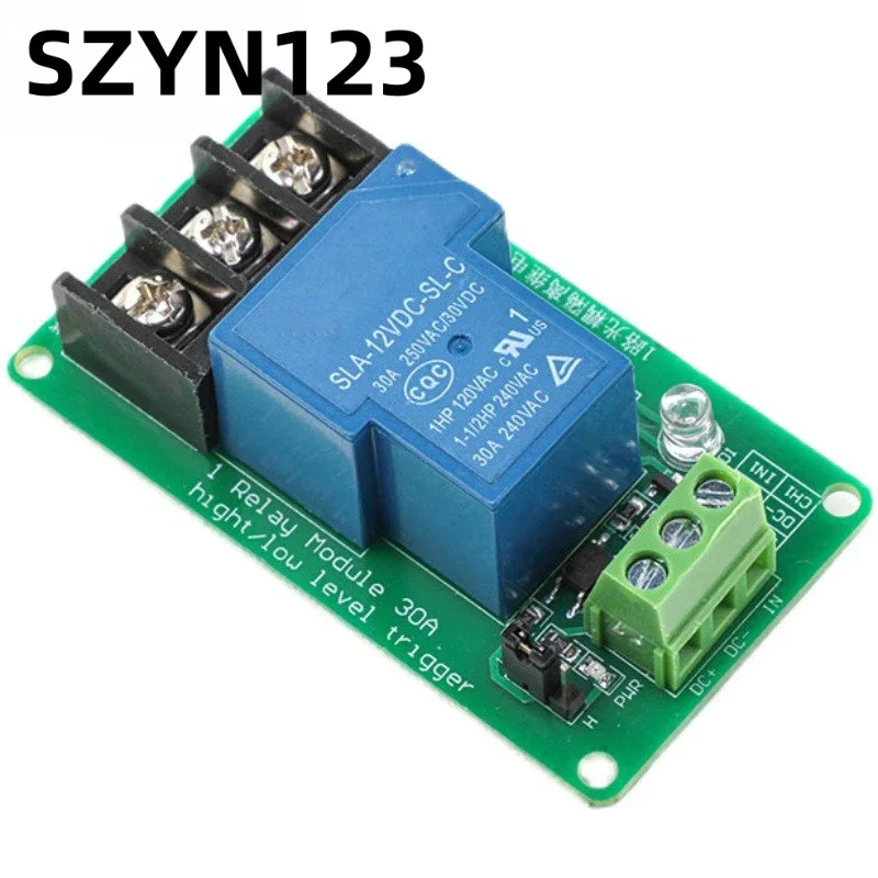 

ONE 1 channel relay module 30A with optocoupler isolation 5V 12V 24V supports high and low Triger trigger