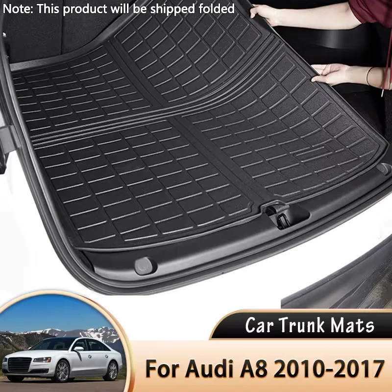 for Audi A8 D4 4H Quattro 4WD 2010~2017 2013 2014 2015 2016 Car Rear Trunk Mat Waterproof Protective Liner Trunk Tray Floor Mats