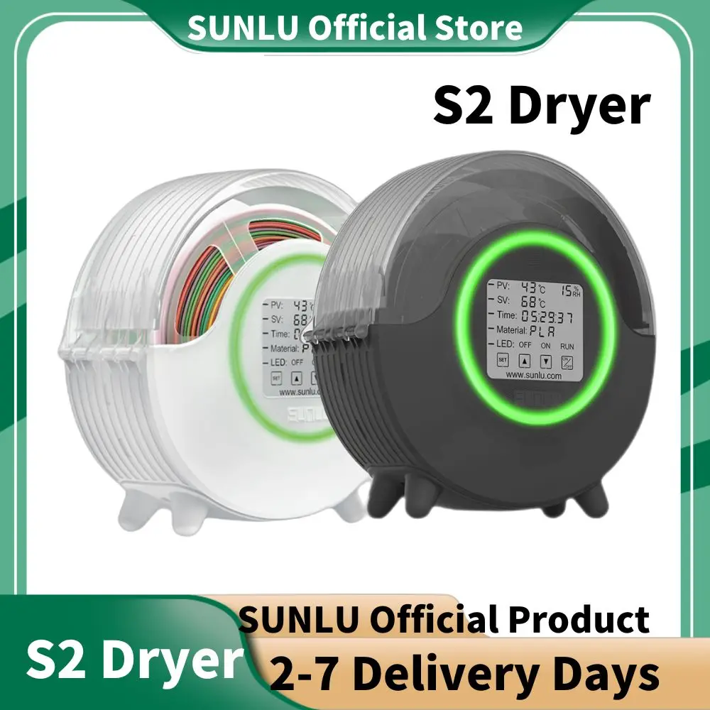 

Сушилка для нити для 3D-принтера SUNLU S2 70 ℃ с дисплеем влажности 4,6 дюйма ЖК-дисплей для ПК PLA ABS PA 1,75-3,0 мм из США/ЕС/Великобритании/Австралии