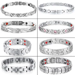 Fashion 316L Stainless Steel Bio Energy Bracelet Health FIR Bangle Magnetic Jewelry Bracelets Hologram Wristband for Men Women