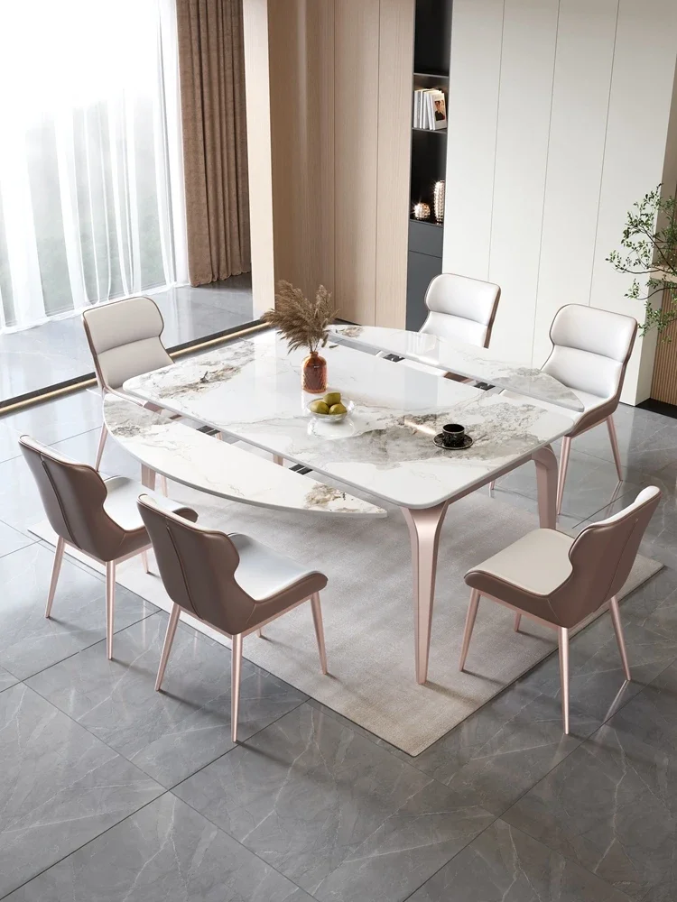 

Italian light extravagant simple dining table modern foldable telescopic dining table can be rounded