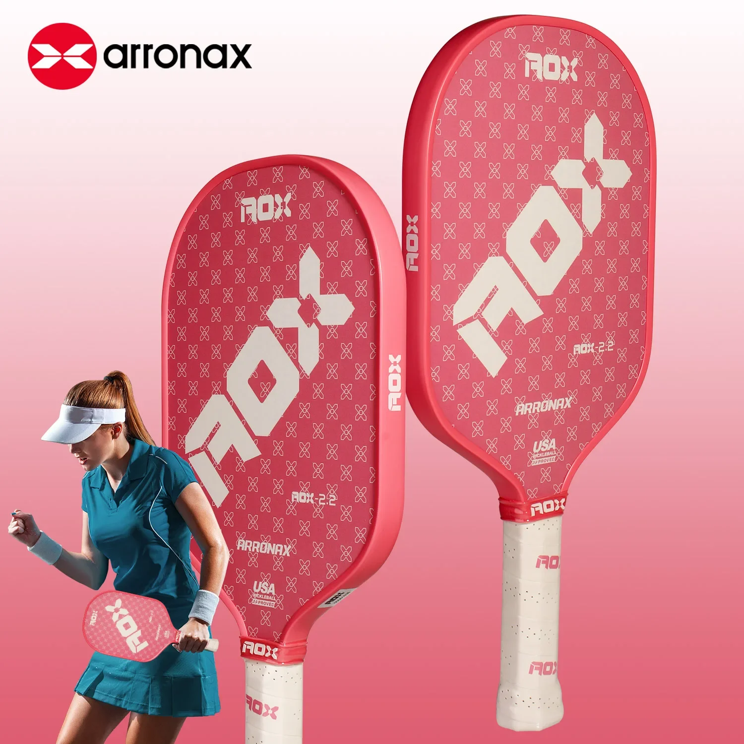 ARRONAX Pickleball Paddles Fiberglass Surface Non-Slip Grip Durable Lightweight Pop Tennis Sports Accessory Traction Stability