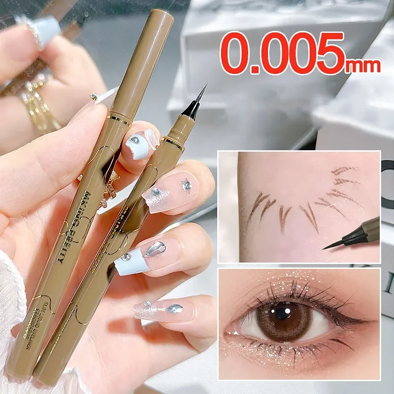 1pc Waterproof Quick Dry Liquid Eyeliner Pen Ultra-fine Matte Finish Smudge-proof Beauty Eye Makeup Black/Brown Options