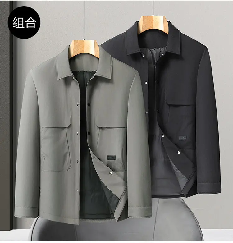 Lässige Herren Oversize Warme Einreihige Daunenjacke Winter Locker Sitzender Puffer-Mantel Winddichte Gepolsterte Oberbekleidung Parka – Detail 6
