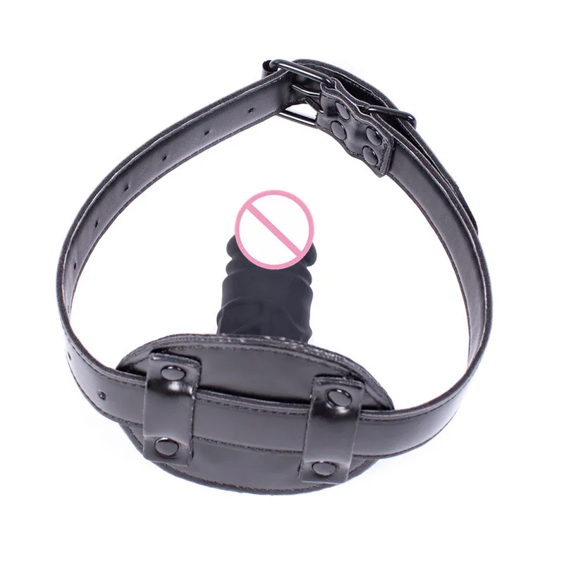 Fetish Bondage Sex Toys of Silicone Penis Plug with BDSM Slave Restraint Open Mouth Gag for Women Adult Game Intimate Goods