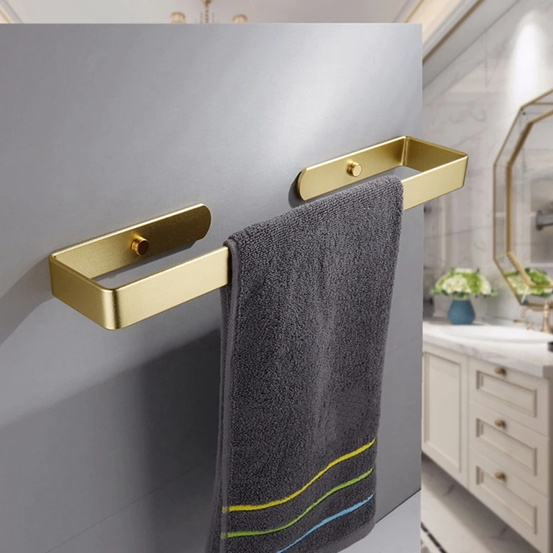 Bathroom Self Adhesive Towel Rack, 15.5 Inch No Punch Toilet Kitchen Self Adhesive Towel Bar Gold