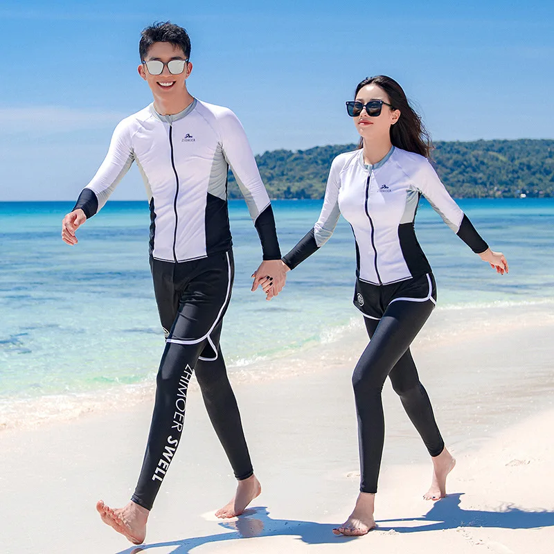 Women\'s Men\'s Long Sleeve Rash Guard, Quick Dry Swim Shirt+Trunks+Shorts With Bikini Full Body Water Surf Swimsuit Bathing Suit