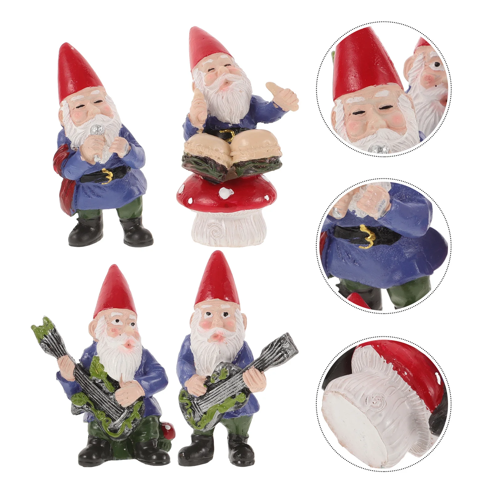 

4Pcs Wear-Resistant Mini Music Band Gnome Resin Ornaments Lovely Christmas Gift Home Accessory Resin Gnome Decor