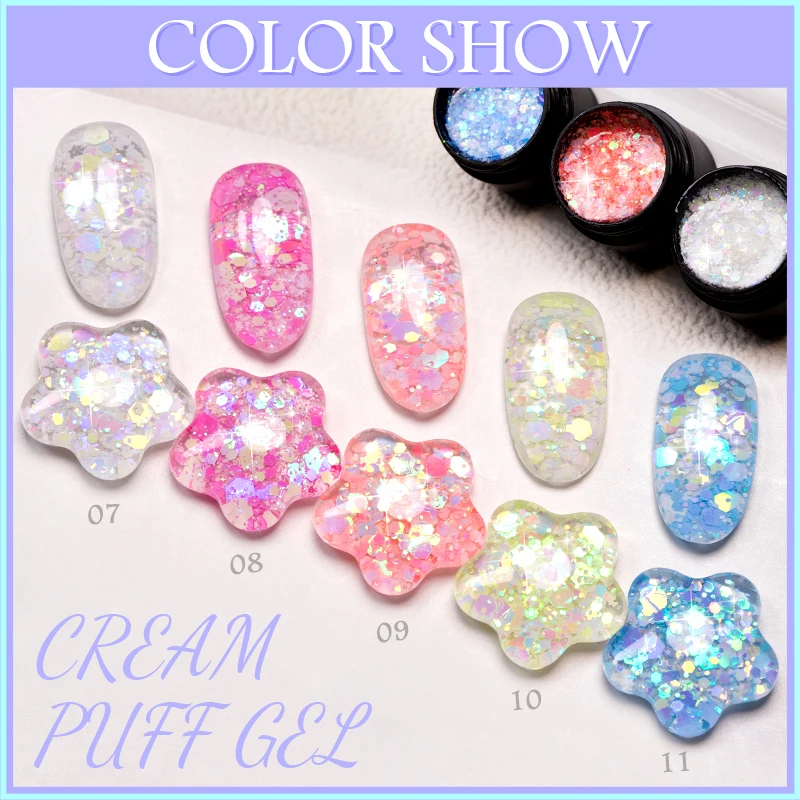 BOZLIN Neon Glitter Sequins Gel, Esmalte, Laser, Colorido, Espumante, Brilhante, Soak Off, LED UV, Arte, Vernizes, 5ml