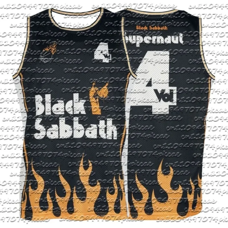 2026 New Black Sabbath Heavy Metal Band Flame Printed Basketball Jersey Vest for Men Family Matching