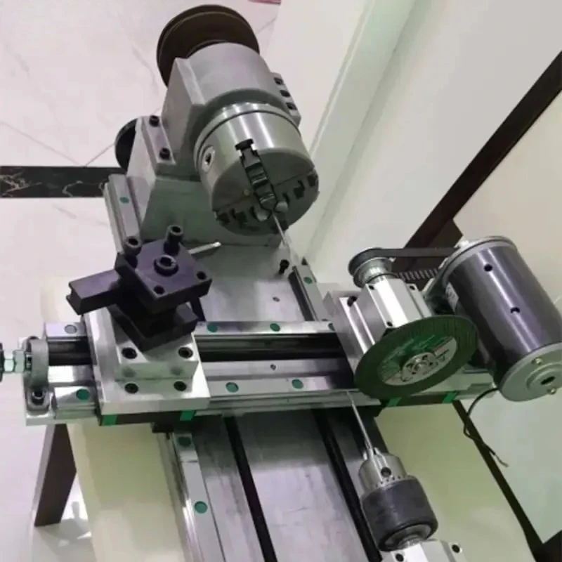 

Self made woodworking lathe through-hole spindle with flange, three jaw four jaw chuck, drill chuck, tail seat assembly set