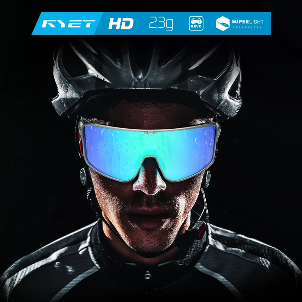 

RYET Sports Cycling Glasses UV400 Protection Photochromic Polarized Interchangeable Lens MTB Road Bike Goggles for Men Women