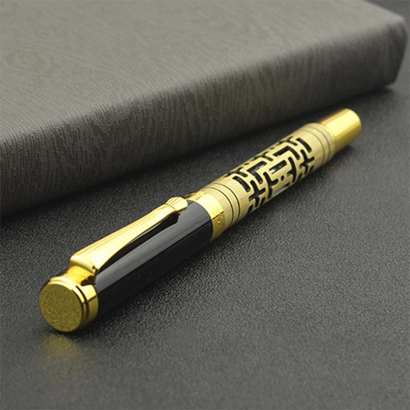 Retro Metal Hollow Iridium Fountain Pen 0.7mm Nib Teacher Student Writing Practice Pen Business Office Signature Pen