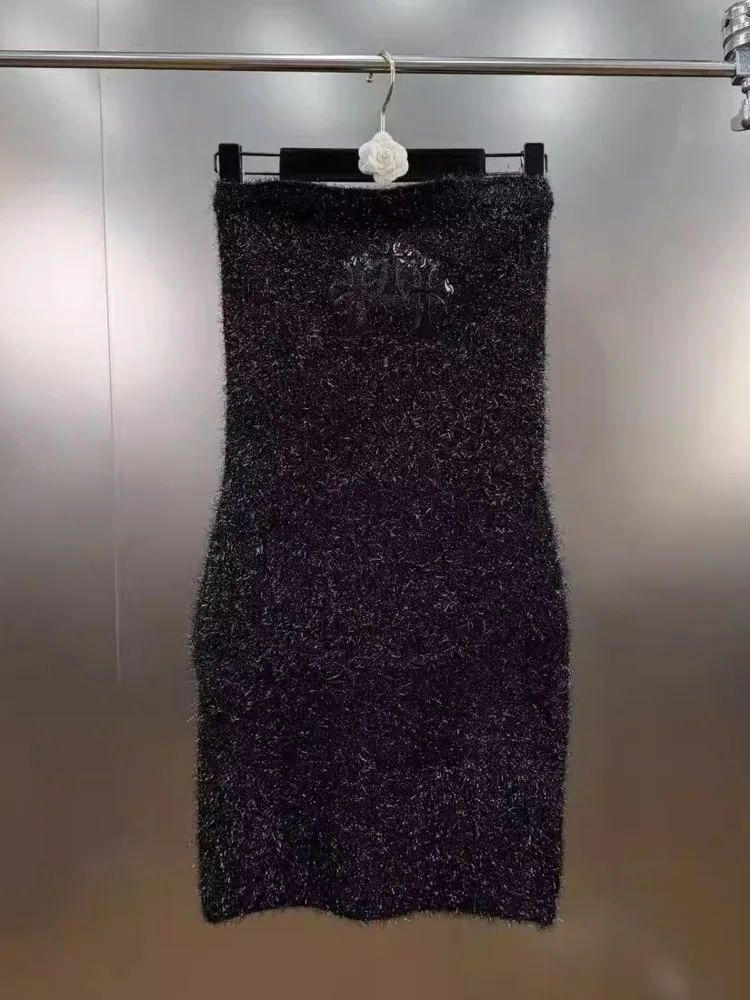 DFDG Damska Letnia Turkusowa Sukienka Bez Ramiączek z Cekinami, Obcisła Mini Sukienka, Błyszcząca Sukienka na Imprezę, Modna Sukienka Klubowa 2025, Kobieca Moda