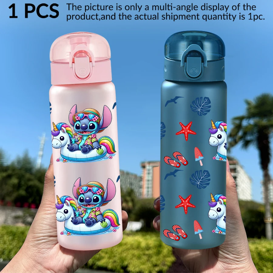 1pc disney stitch unicórnio padrão 26oz garrafa de água de plástico esportes ao ar livre copo de água aniversário/regresso a casa presente