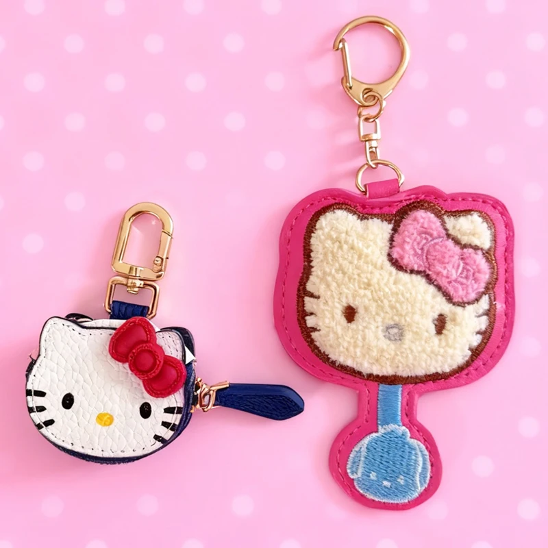 Pendentif chat rose avec nœud japonais Kawaii, décoration en cuir de dessin animé, porte-clés, cadeau d'anniversaire