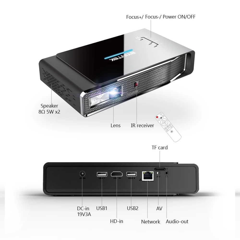 BYINTEK R15 Mini Projector DLP Portable Pocket Projector Smart Android WIFI Video Home Cinema 3D 4K Mobile Projector