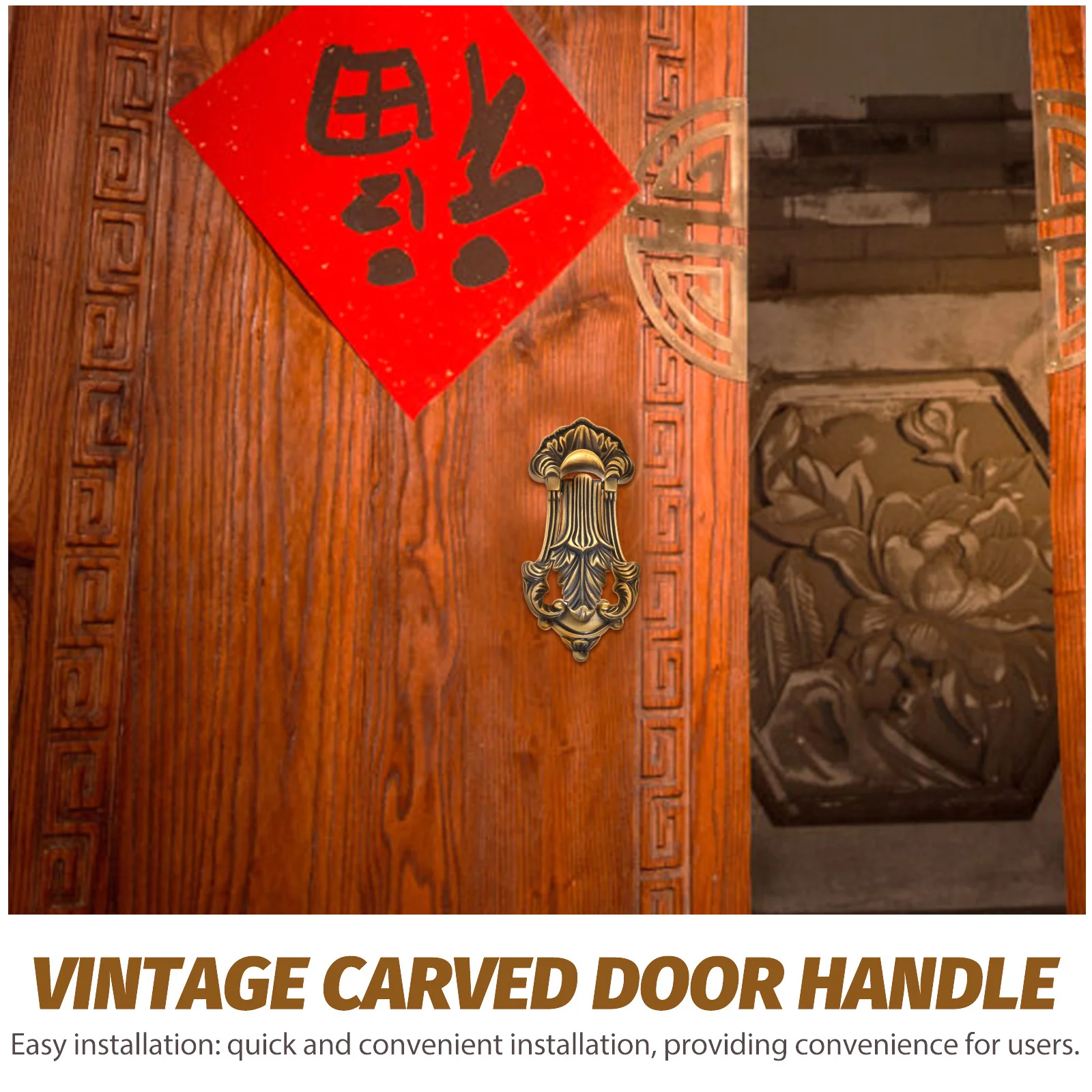 

Vintage Carved Door Handle European Style Cabinet Pull Metal Knob For Villa Main Door Furniture Hardware Grip