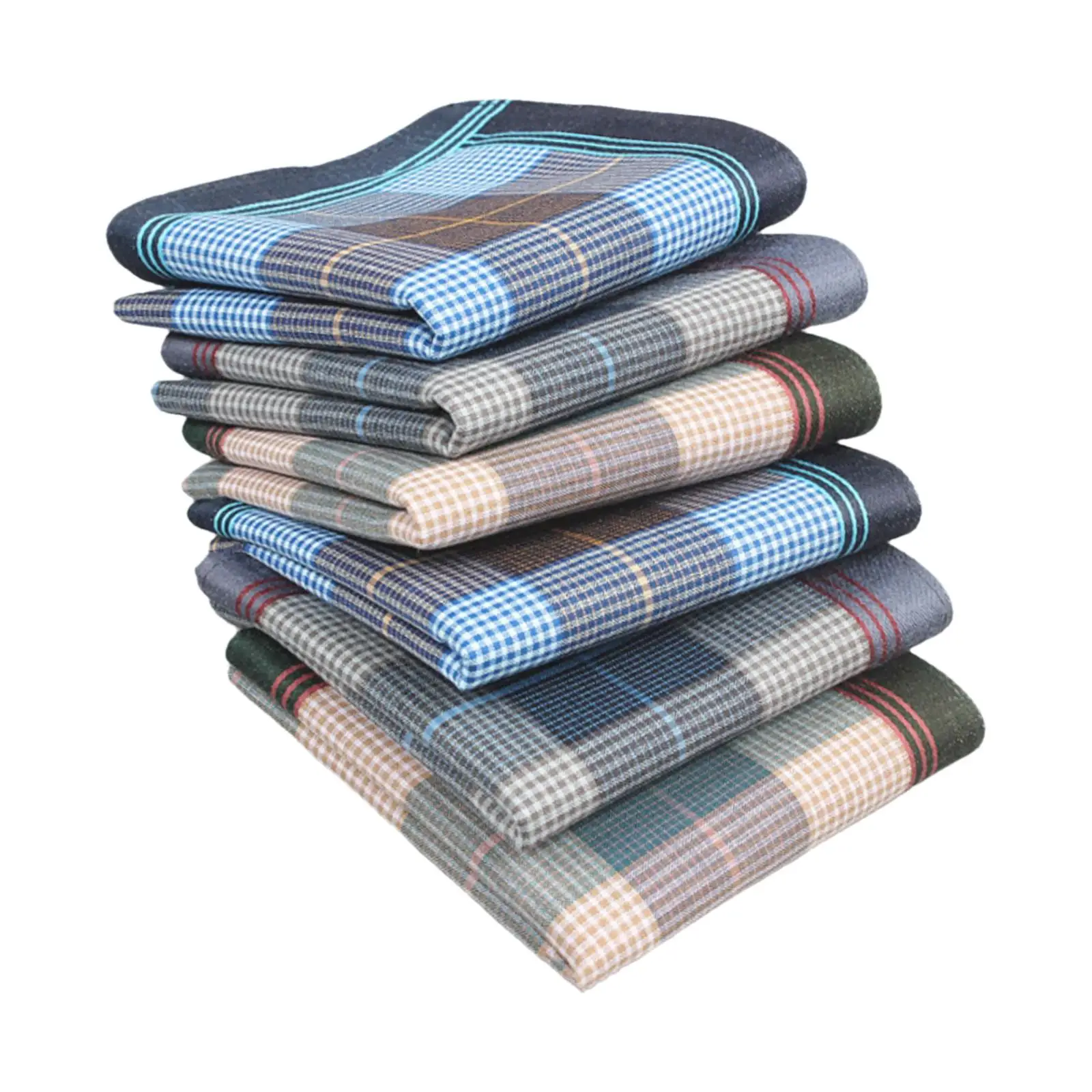 6Pcs Dark Plaid Handkerchief Hankies Set Gift Set Women Men Pocket Square for