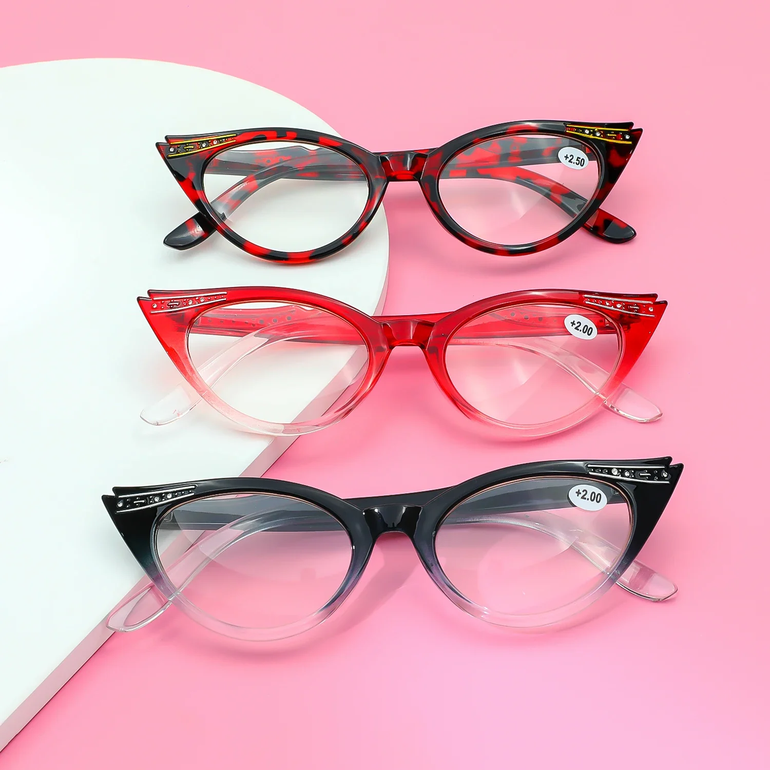 Seemfly Retro Cat Eye ผู้หญิงแว่นตาหญิงคลาสสิกสี Candy กรอบเลนส์แว่นตา Presbyopic Diopter 0 ถึง + 4.0