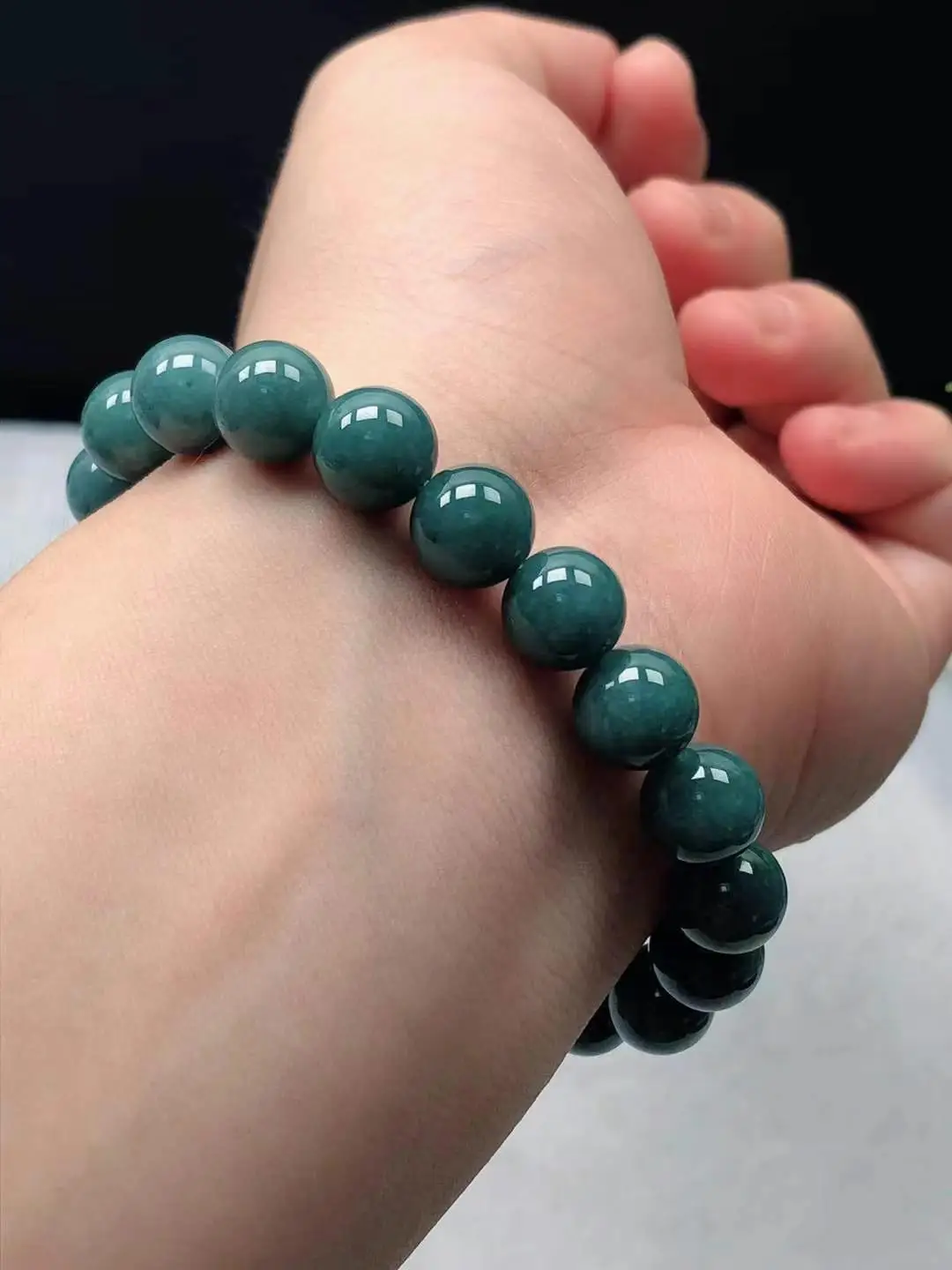 New Natural Burma Jadeite Handring Ice Glutinous Blue Water Delicate Characteristic Jade Bracelet Hand-string Fashion Jewelry
