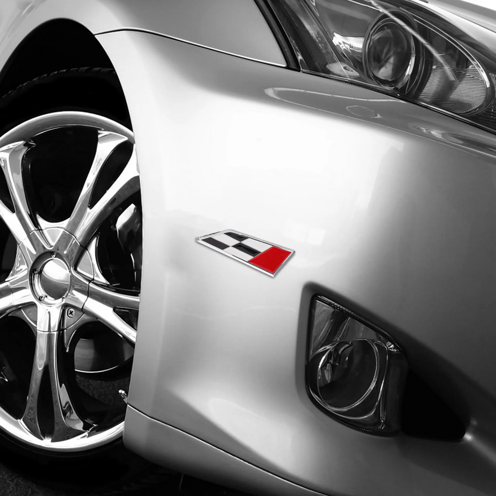 

Car Side Decal Checkered Design Heavy Duty Zinc Alloy Sticker for Cars Trucks Trailers Scratch Proof Fade Resistant Auto