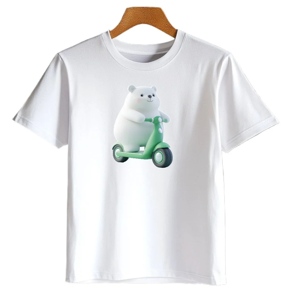 2025 الصيف لطيف الدب طباعة قصيرة الأكمام تي شيرت Y2K ملابس زوجين عادية ومتعددة الاستخدامات تي شيرت