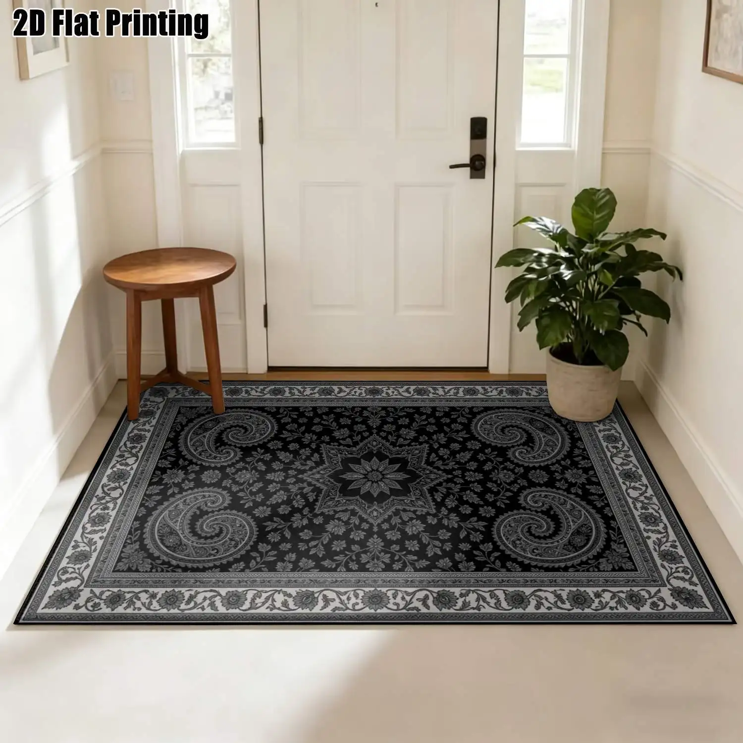 1Pc 2D Printed Nordic/Instagram-Style Carpet: Warm Brown Base, Cream Sun Radiation Stripe, Machine Washable, Multi-Size, Home Decor Mat for Entryway, Dining Room, Bedroom, Living Room, Etc