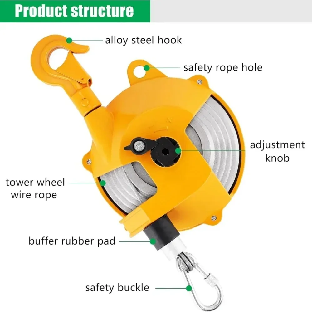 5-7KG Spring Balancer Retractable Tool Lifting Hook Spring Holder Balancer Steel Wire Rope Balance Lifting Jack 1.5M for Factory