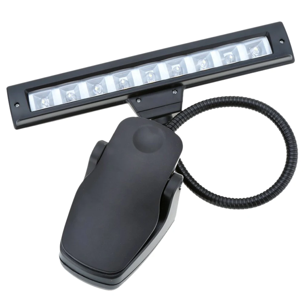 9 LED Reading Lamp Reading Light Desk Clip Lamp for Piano music score stand Black