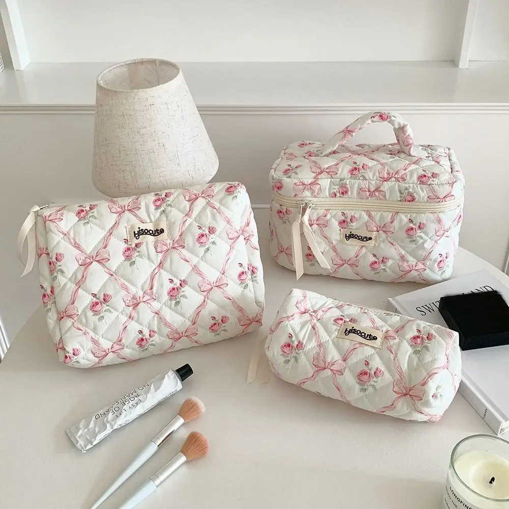 Large Capacity Bow Makeup Bag Portable Durable Storage Toiletry Bag Multi-function Wear-resistant Cosmetics Storage Bag Travel