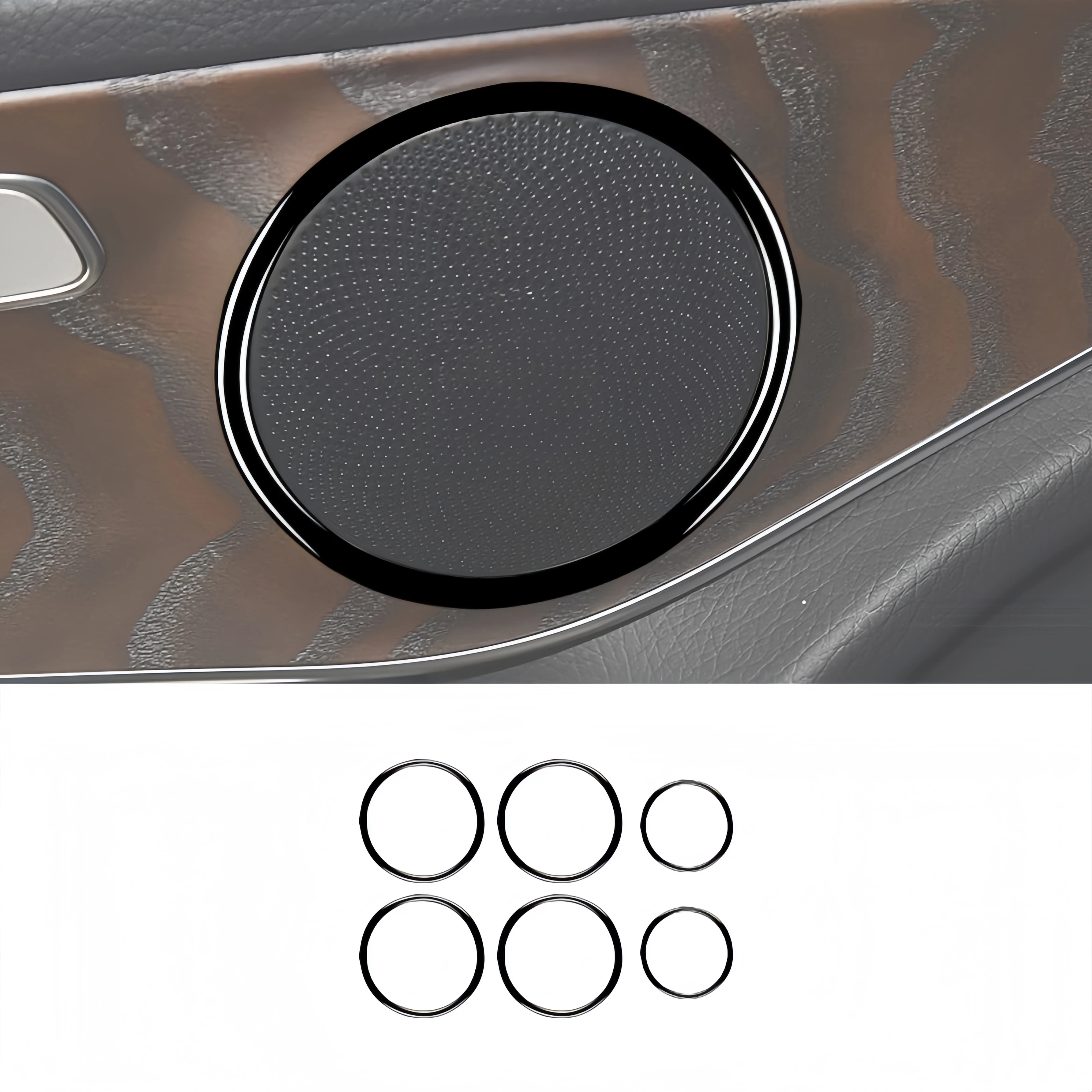 For Mercedes W205 Benz C Class GLC 2014-2020 Piano Black Car Door Speaker Horn Ring Frame Trim Cover Decor Stickers Auto Zubehör