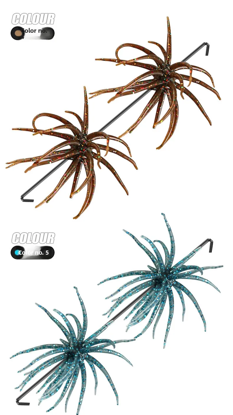 1-2PCS 5cm1,9gLure Schwimmende Seeigel Weichen Köder Bionic Weiche WurmTPELure Köder für Meer Angeln, schwarz Pit Wild Angeln, Wasser Bla – Detail 12