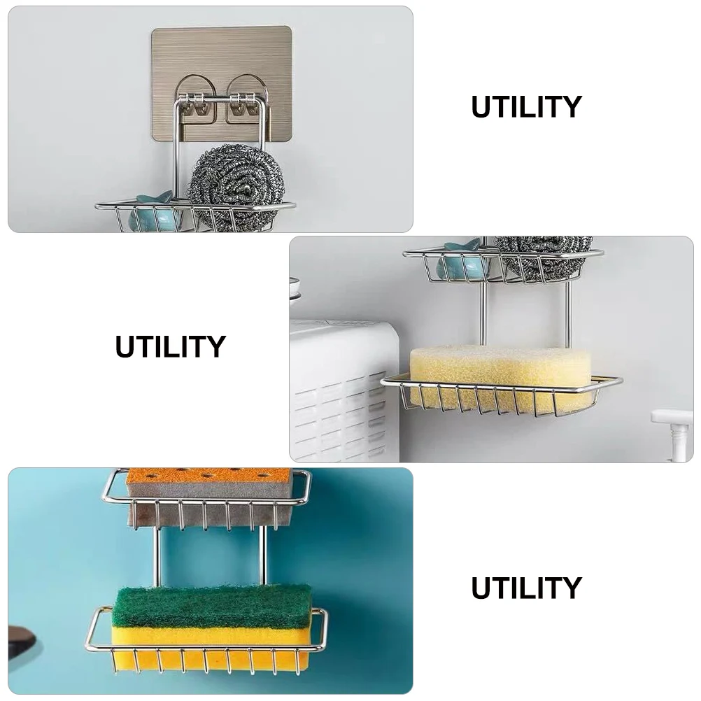 

Stainless Steel Double Layer Soap Mounted No Drilling Bathroom Shelf Holder Waterproof Rustproof Storage Space Saving