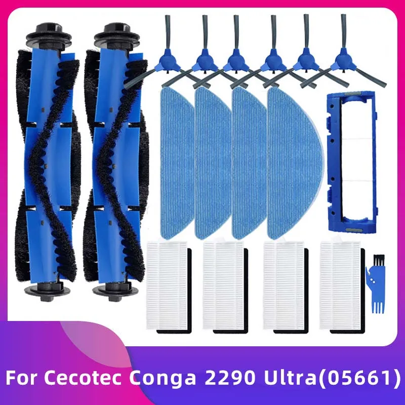 For Cecotec Conga 2290 Ultra 05661Robot Vacuum Replacement Spare Part Accessory Main Side Brush Hepa Filter Mop Rag