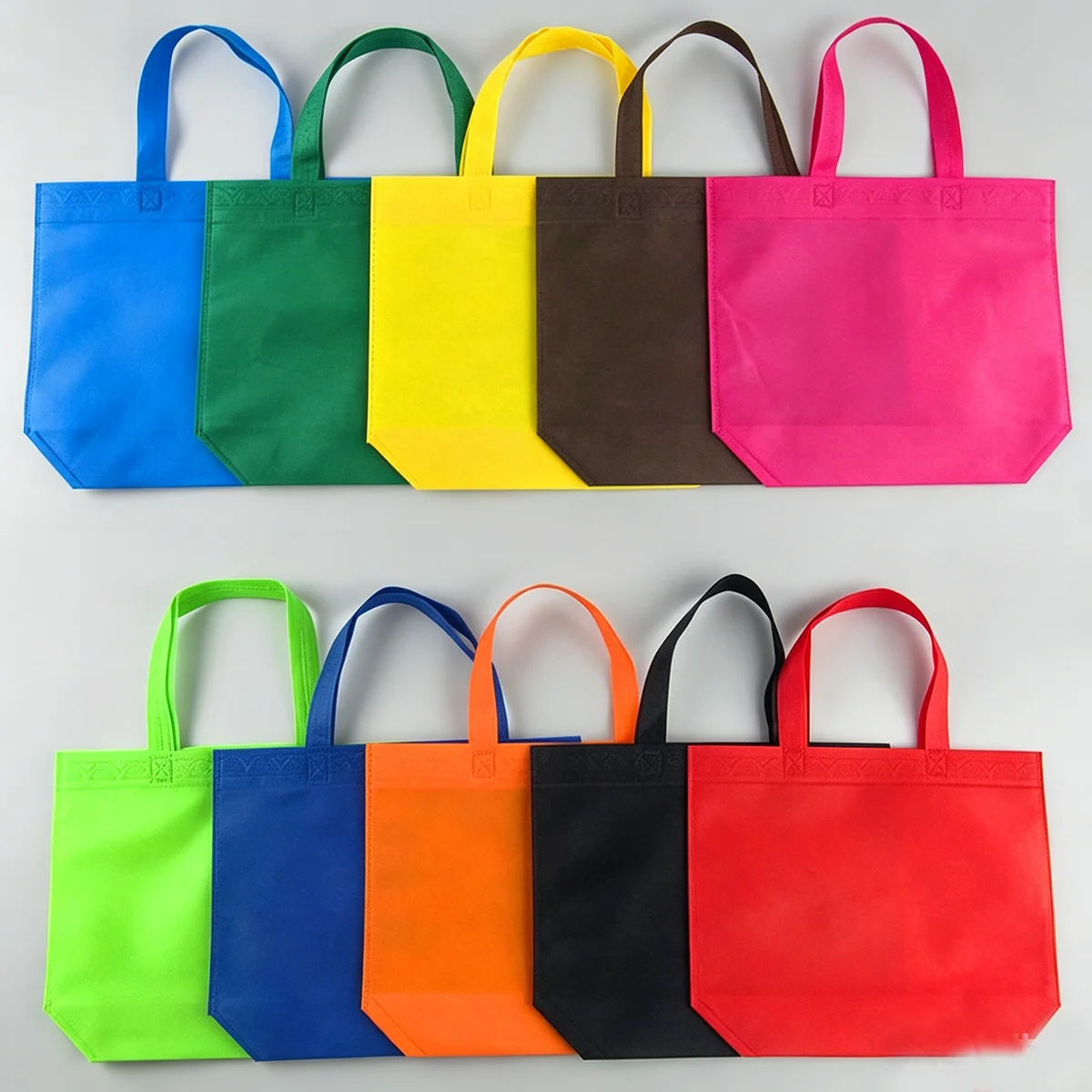 20 Pieces New Reusable Non Woven Shopping Bag Solid Color Foldable Grocery Convenient Tote Eco-friendly Storage Handbag
