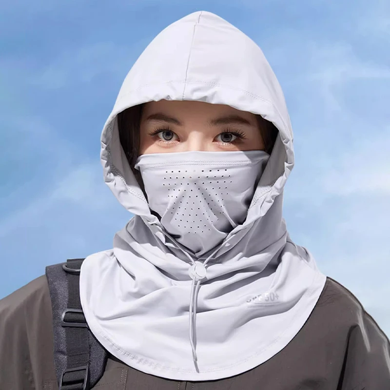 

Sun Protection Mask Scarf with Hat Summer Anti-UV Sunscreen Ice Silk Breathable Full Face Mask for Driving Cycling Neck Protect