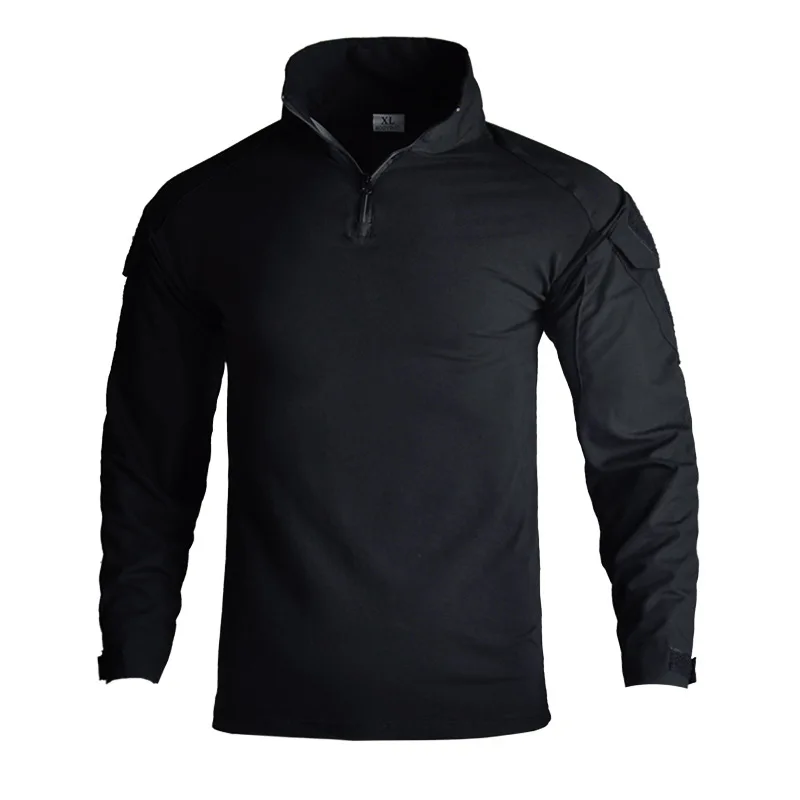 Tactical Half Zipper Long Sleeve T Shirts Mens Outdoor Commuting Training Hiking Fishing Elasticity Slim Long T-shirts Male Tops image 6