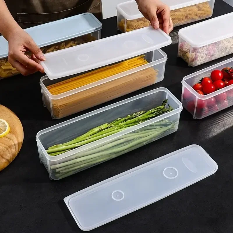 

Refrigerator Fresh-keeping Storage Boxes Plastic Vegetable Scallions Food Container with Lid Kitchen Transparent Organizer