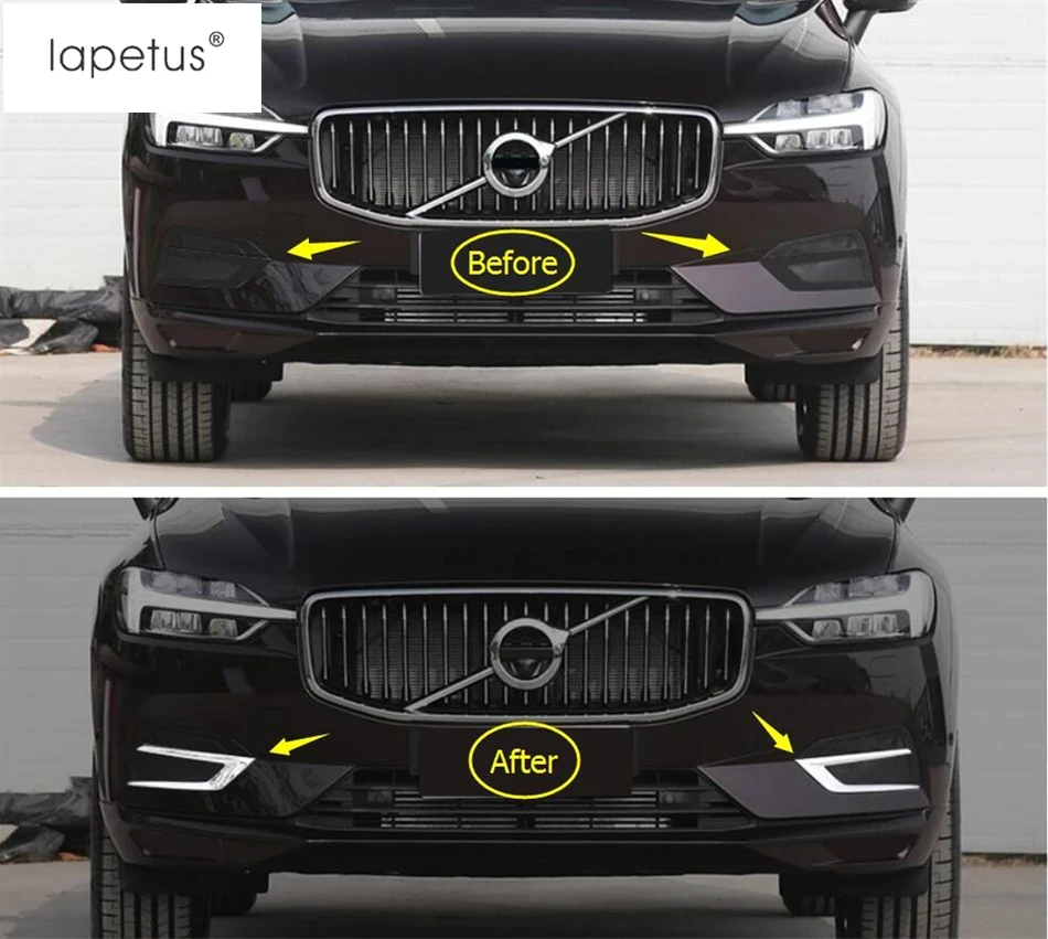 Car Front Bumper Fog Lights Lamps Frame Cover Trim ABS Chrome Exterior Decoration Protect Accessories For VOLVO XC60 2018 - 2021