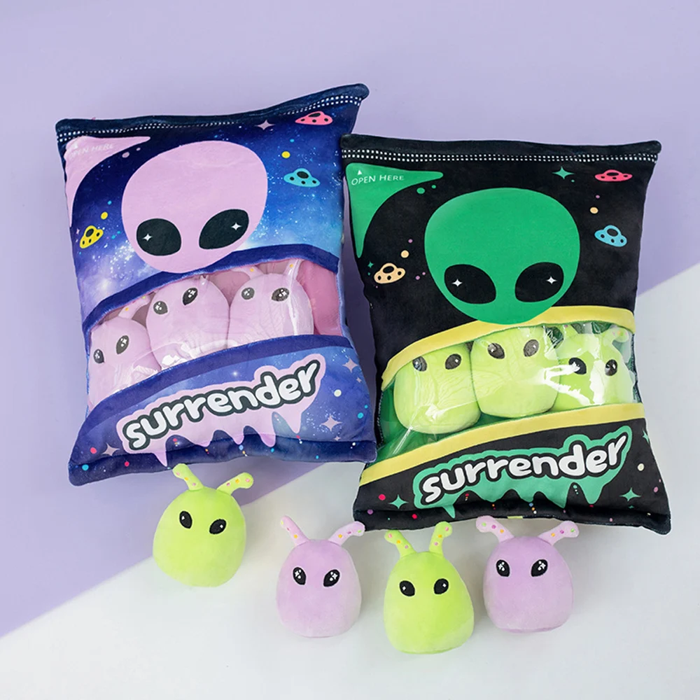 New a Bag of Alien Mini Pudding Plush Toy Extraterrestrial Being UFO Dolls Stuffed Pillow Cushion Birthday Gift for Kids Boys