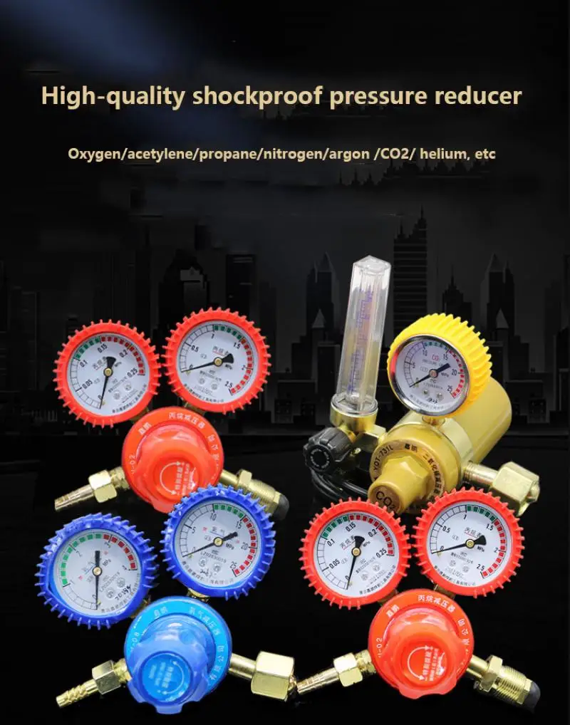 Oxygen Meter Nitrogen Propane Meter Argon Pressure Reducing Valve Helium Pressure Reducer Carbon Dioxide Heating Pressure Gauge