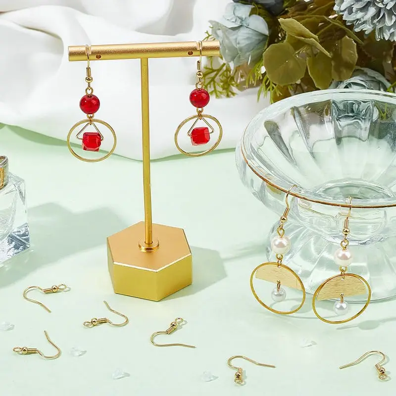 5 Pairs 18K Gold Plated Earring Hooks Copper Hypoallergenic Ear Wires Fish Hooks for Jewelry DIY Earring Making