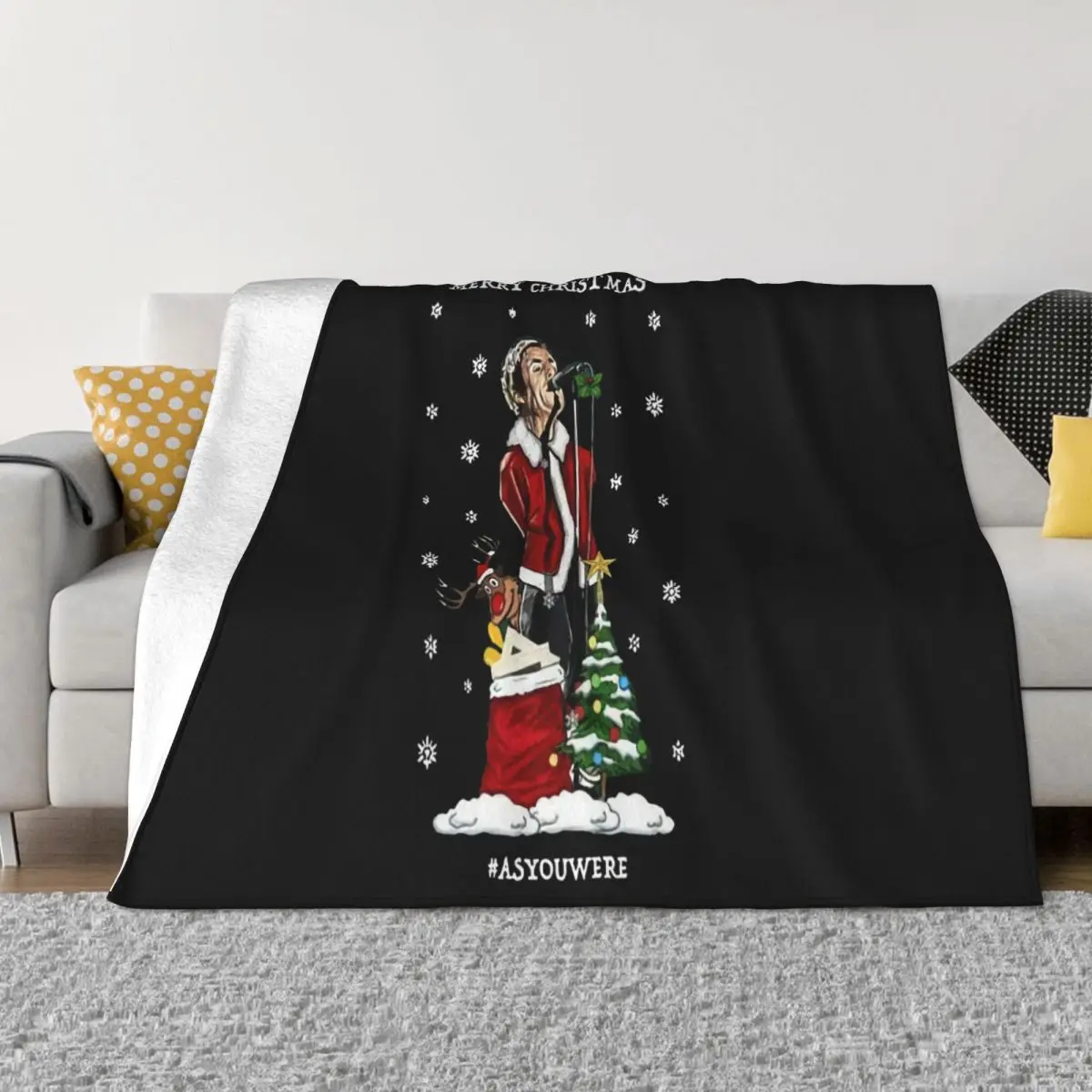 Liam Gallagher As You Were Christmas Jumper Classic Black Xmas 2020 Pure Text Throw Blanket