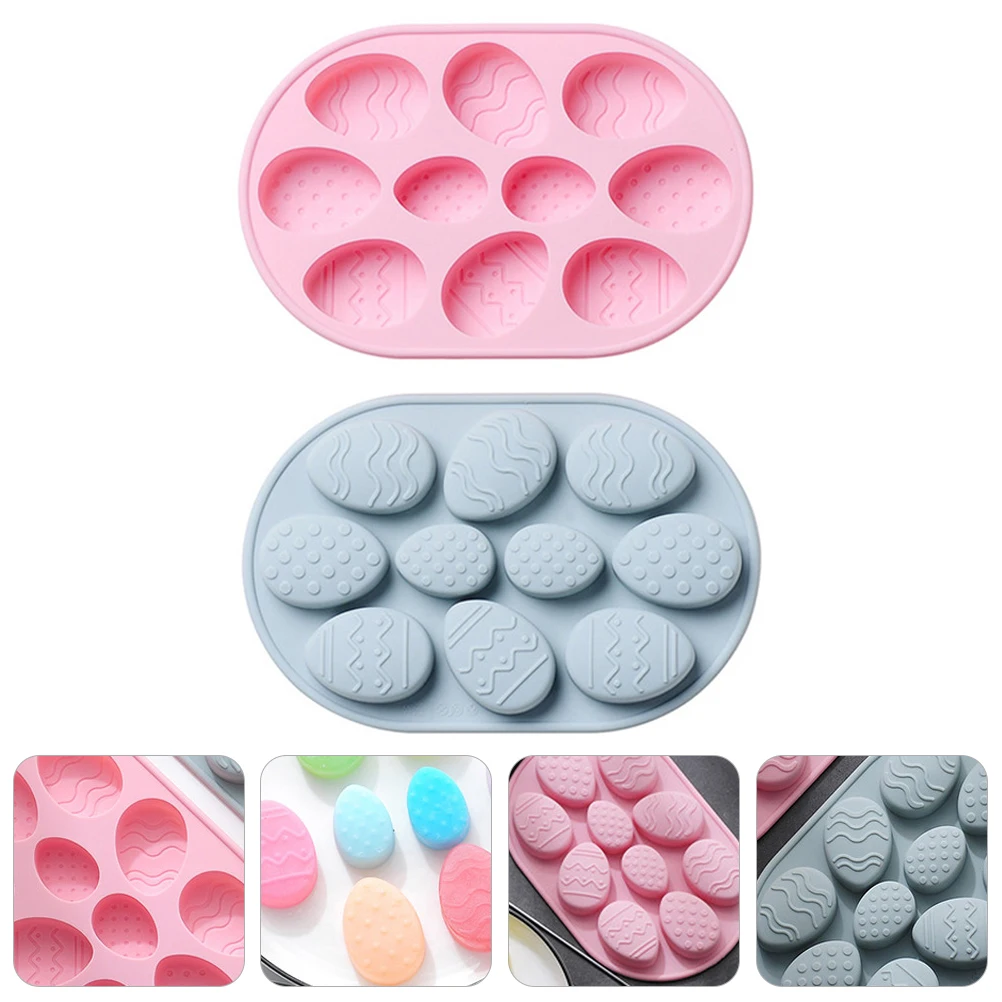 

2 Pcs Colorful Egg Silicone Mold Easter Cake Biscuits Candy Mould Making Cakes Bakewares Silica Gel Baking Tools