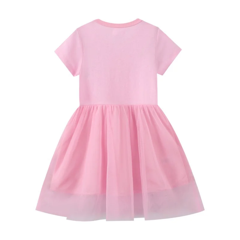 Vestidos de Festa para Meninas Princesa de Verão, Manga Curta, Criança Tutu, Birthday Wear, Unicórnio Beading, Malha, Cute Frocks, 2-7T