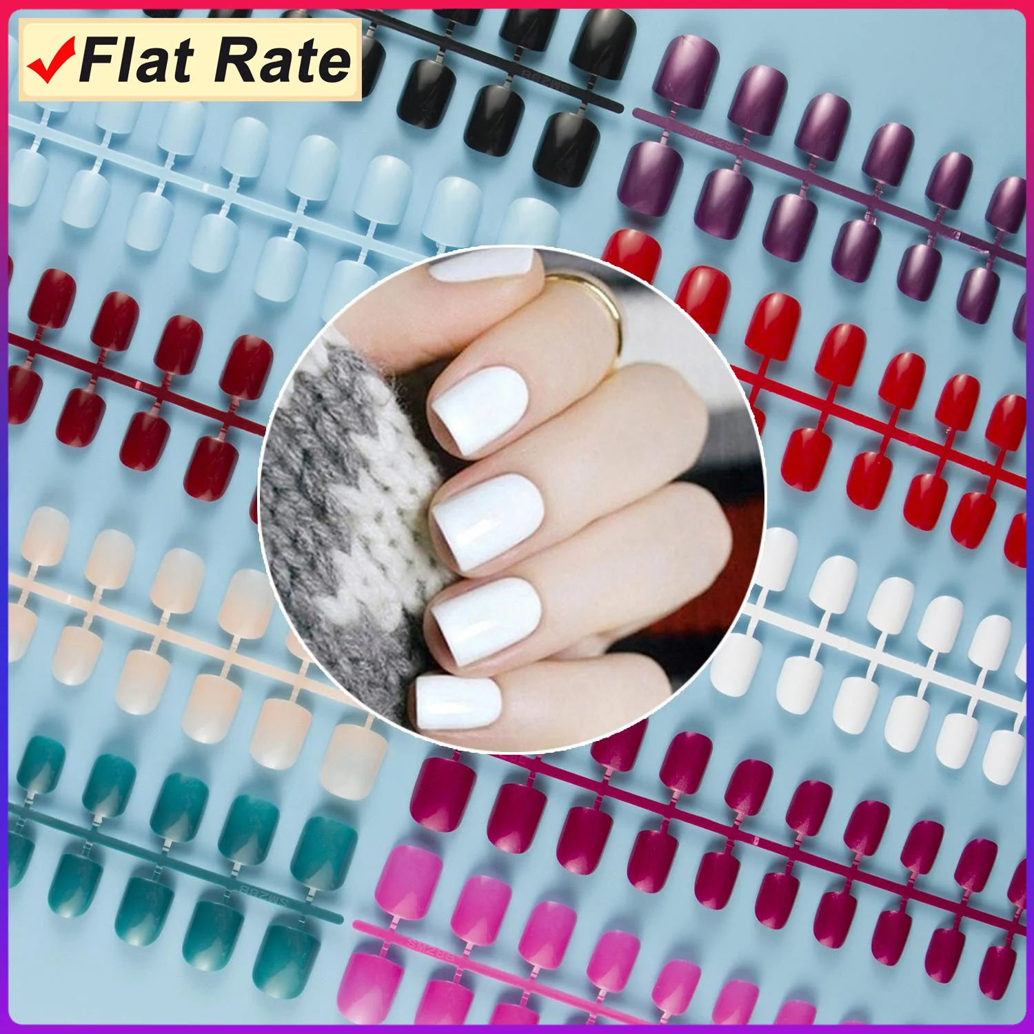 

10 Sets Of Same Colors Square False Nail Tips 24 pcs Per Set 10 Sizes Press On Fake Nails DIY Manicure