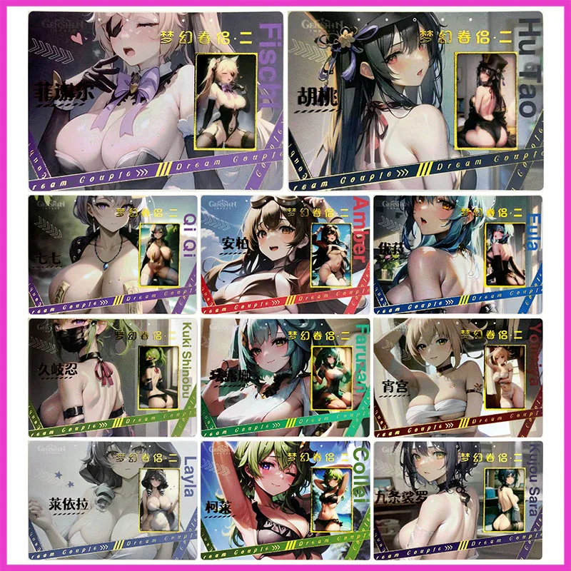 

История богини аниме, редкие коллекционные карты Fischl Hu Tao Eula Faruzan Yoimiya Layla Collei, янтарные игрушки для мальчиков, подарок на день рождения